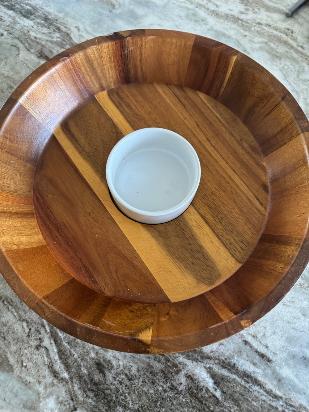 threshold Wooden Serving Bowl with White Ceramic Dip Cup - Natural Brown